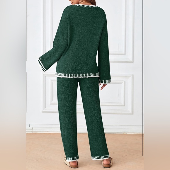 MEROKEETY 2 Piece Outfits Fuzzy Fleece Long Sleeve Tops and Pants PjsSets - Picture 2 of 4